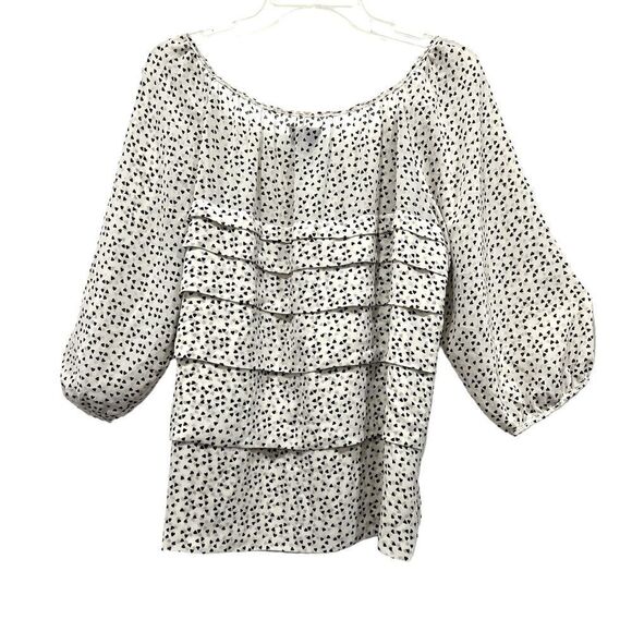 Max Edition heart ruffle print blouse size - Picture 1 of 7